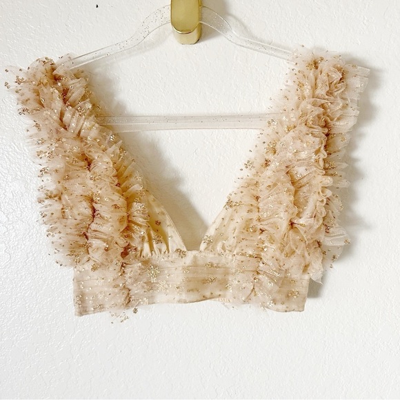 New Free People One Sosha Party crop Top in Gold - Picture 10 of 16